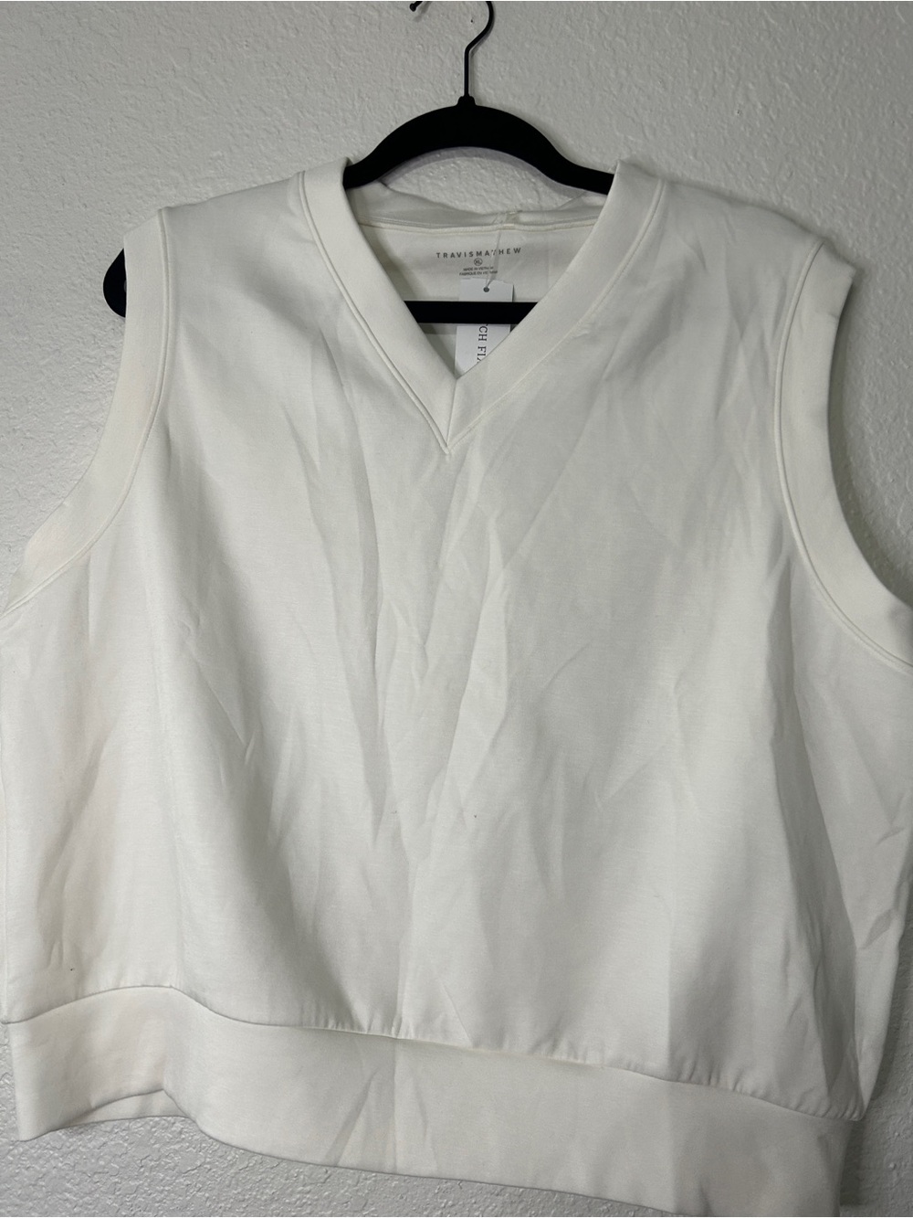 Travis Mathew White Sleeveless V-Neck Blouse